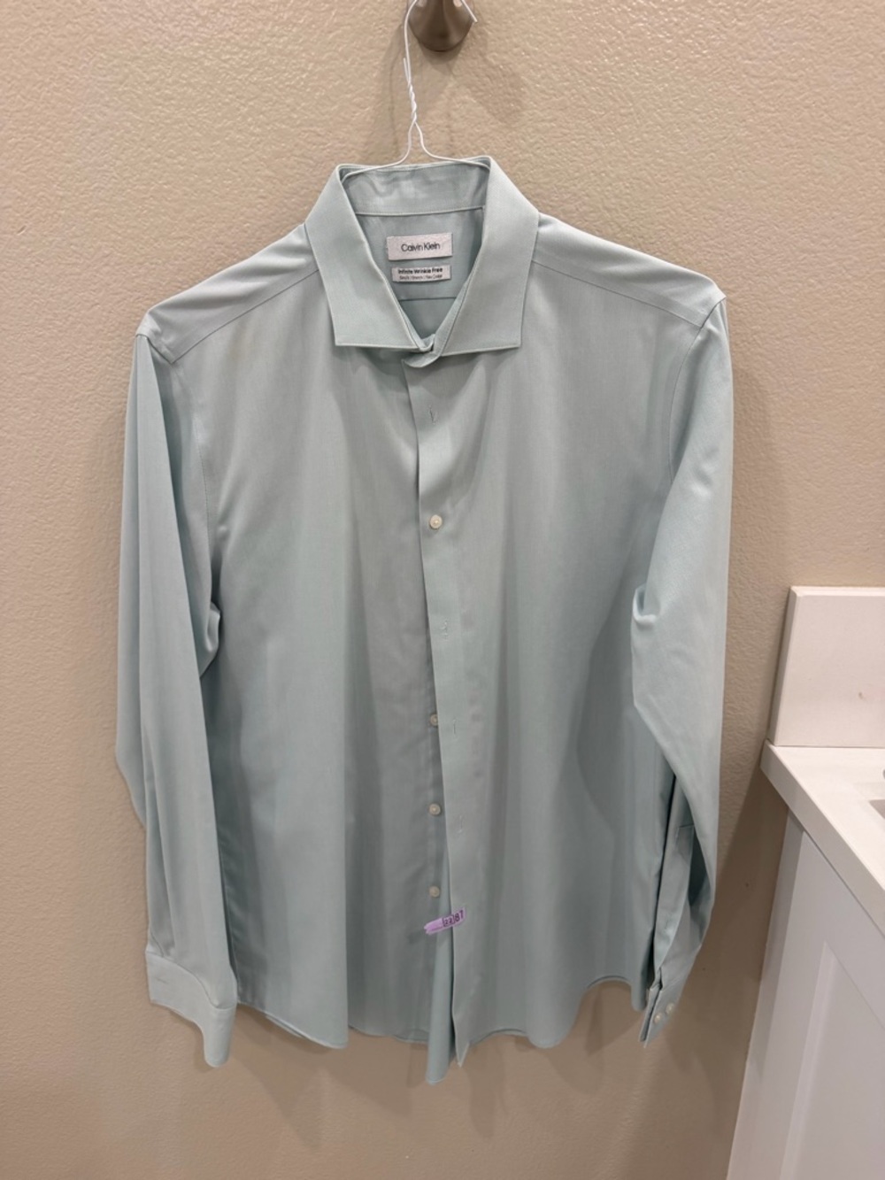 Calvin Klein Men's Pale Mint Green Dress Shirt